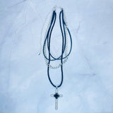 Layered Black Rose Cross Necklace king-general-store-5710.myshopify.com