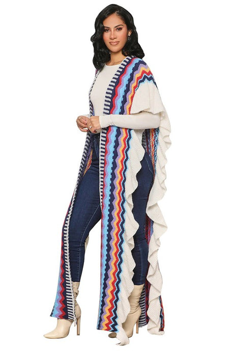 Blue Multi Longline Cardigan king-general-store-5710.myshopify.com