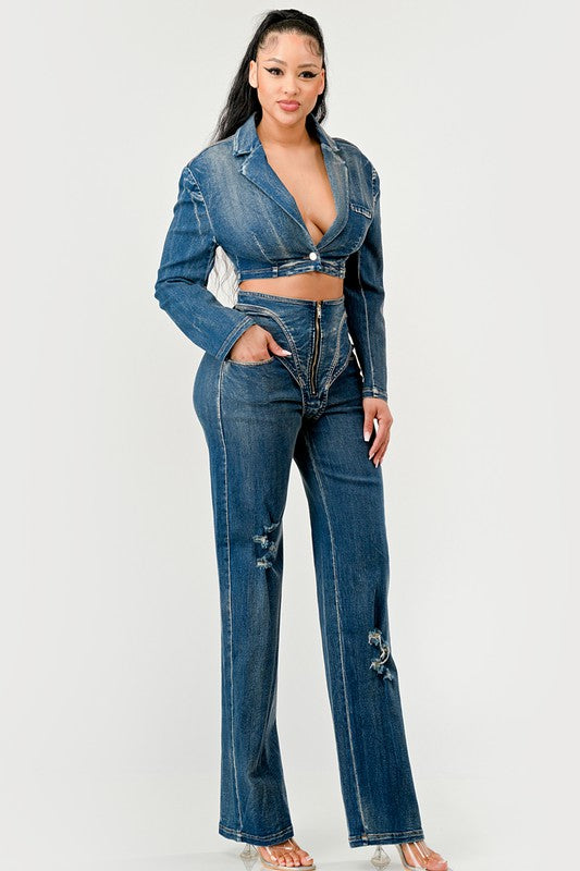 Cool Chick Denim Pants Set