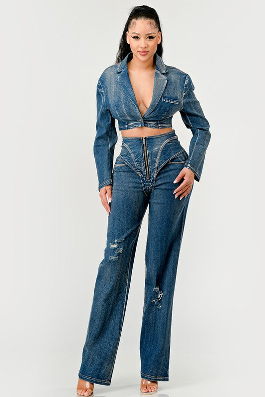 Cool Chick Denim Pants Set