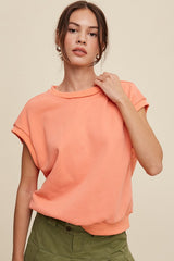 Short Sleeve Boxy Crew Neck Sweat Top