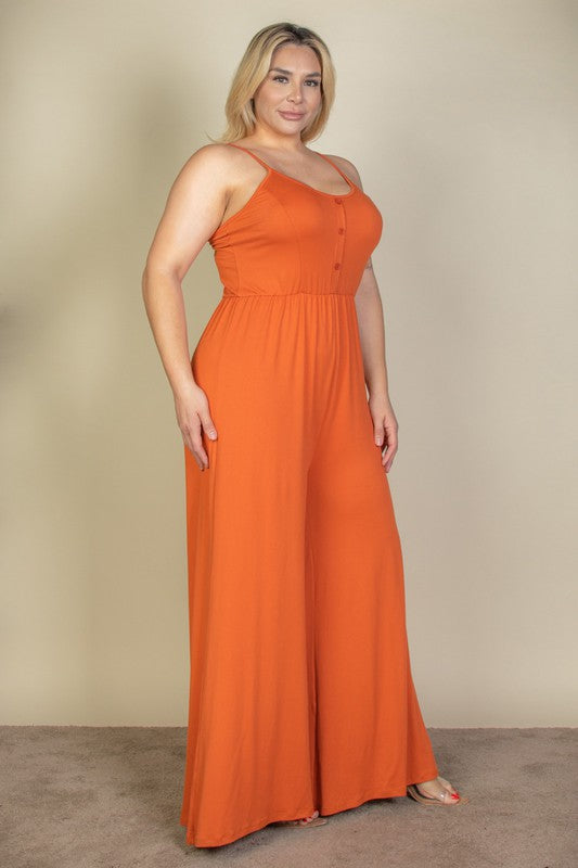 Plus Size Button Front Wide Leg Jumpsuit king-general-store-5710.myshopify.com