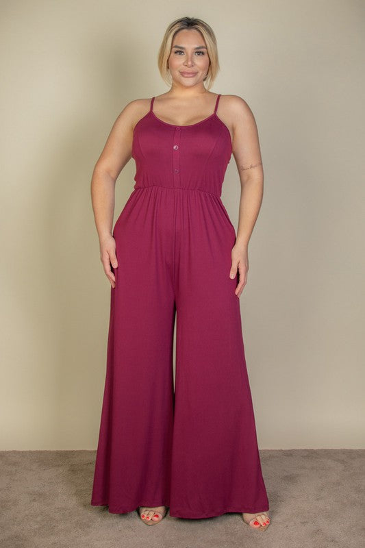 Plus Size Button Front Wide Leg Jumpsuit king-general-store-5710.myshopify.com