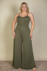 Plus Size Button Front Wide Leg Jumpsuit king-general-store-5710.myshopify.com