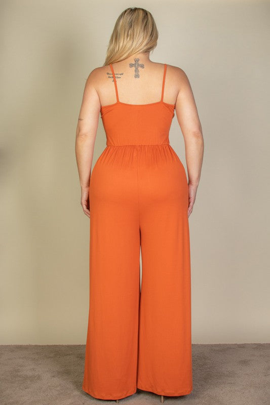 Plus Size Button Front Wide Leg Jumpsuit king-general-store-5710.myshopify.com