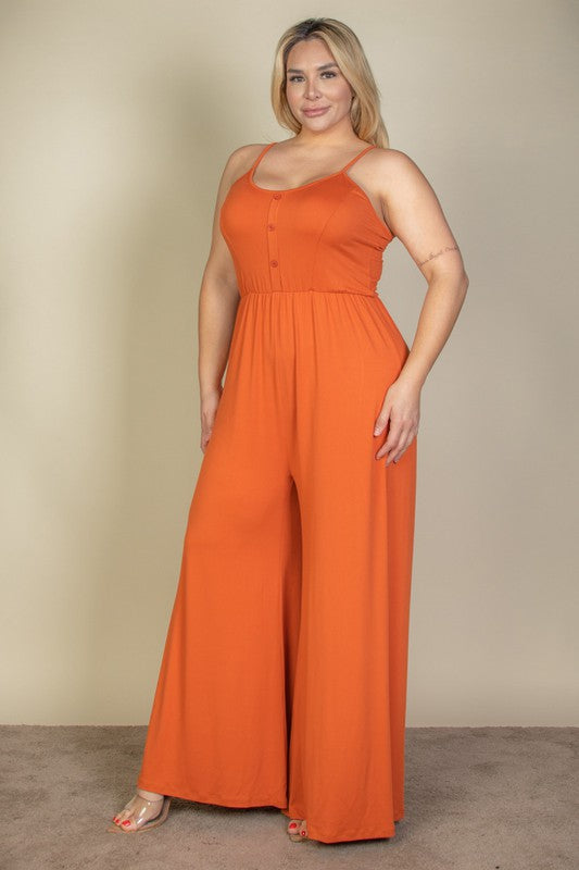 Plus Size Button Front Wide Leg Jumpsuit king-general-store-5710.myshopify.com