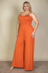 Plus Size Button Front Wide Leg Jumpsuit king-general-store-5710.myshopify.com