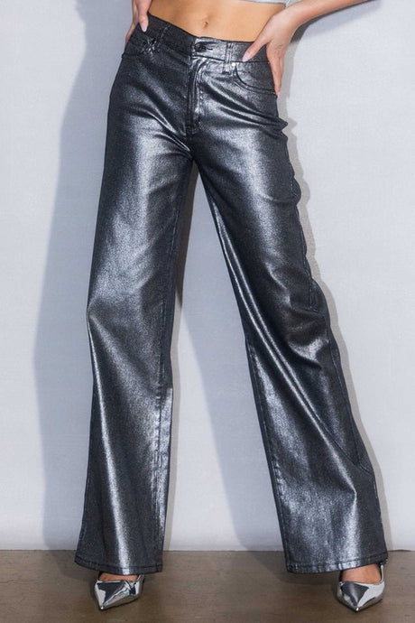 Metallic High Rise Wide Jeans king-general-store-5710.myshopify.com
