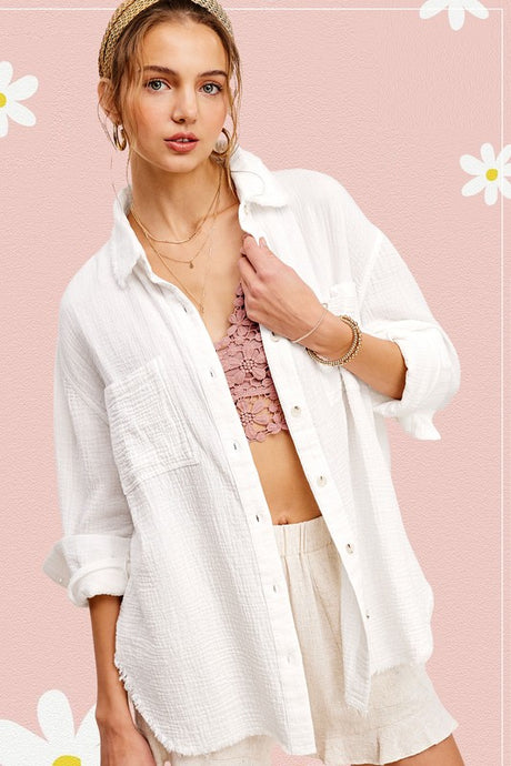 Soft Washed Crinkled Gauze Button Down Shirt king-general-store-5710.myshopify.com