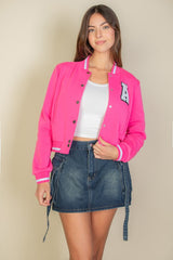 EZwear Letter Patched Crop Varsity Jacket king-general-store-5710.myshopify.com