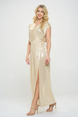 Sand Sleeveless Metallic Maxi Dress