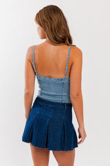 Denim Bustier Fitted Bodysuit