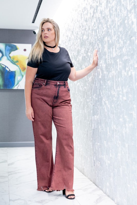 PLUS SIZE - HIGH RISE FLARED LEG JEANS king-general-store-5710.myshopify.com