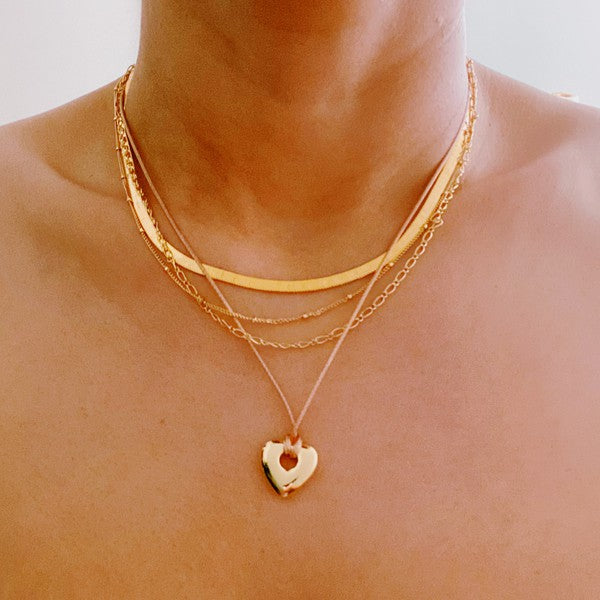 Perfectly Layered Heart And Chain Necklace king-general-store-5710.myshopify.com