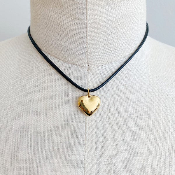 Black Cord Heart Drop Necklace king-general-store-5710.myshopify.com