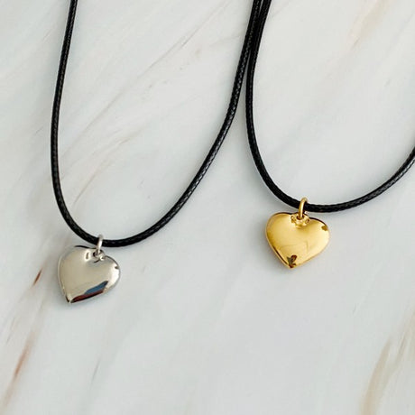 Black Cord Heart Drop Necklace king-general-store-5710.myshopify.com