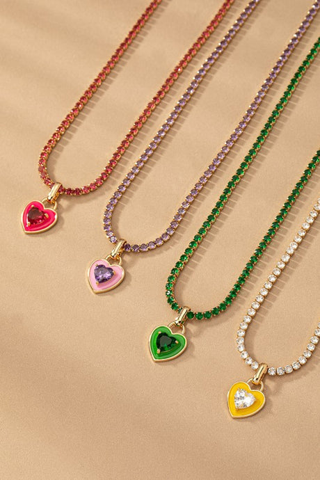 HEART RHINESTONE CHAIN NECKLACE king-general-store-5710.myshopify.com