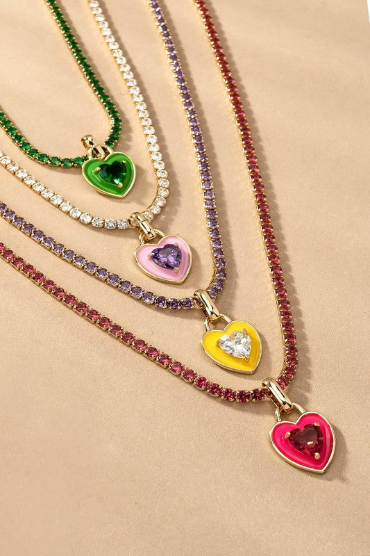 HEART RHINESTONE CHAIN NECKLACE king-general-store-5710.myshopify.com