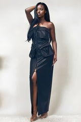 Athina Button Detailed PU Black Leather Dress king-general-store-5710.myshopify.com