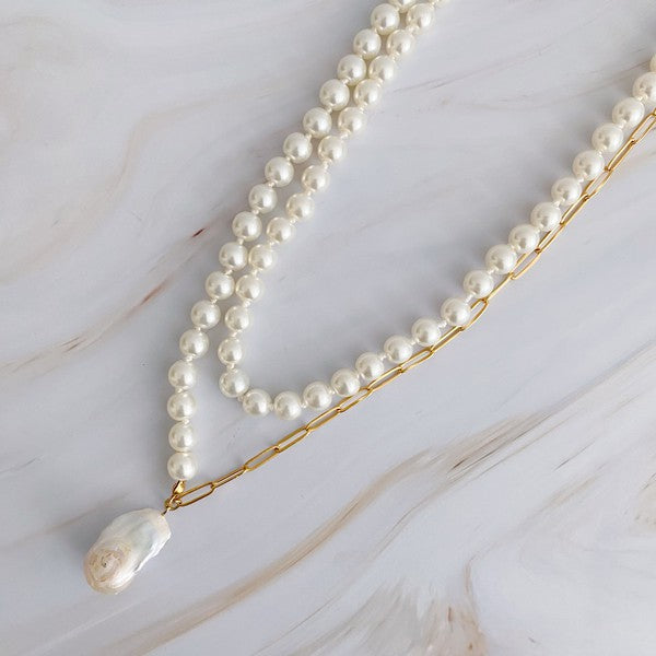 In Your Way Pearl And Chain Long Necklace king-general-store-5710.myshopify.com