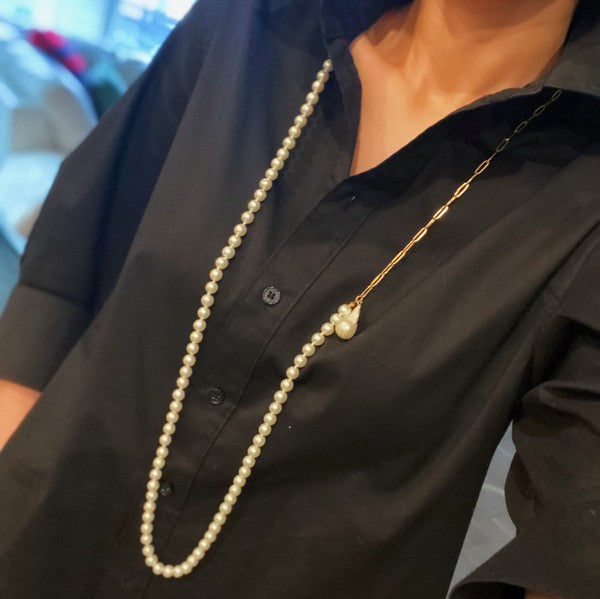In Your Way Pearl And Chain Long Necklace king-general-store-5710.myshopify.com