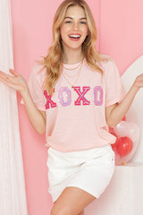 Pink Valentines Shiny XOXO Graphic T-shirt