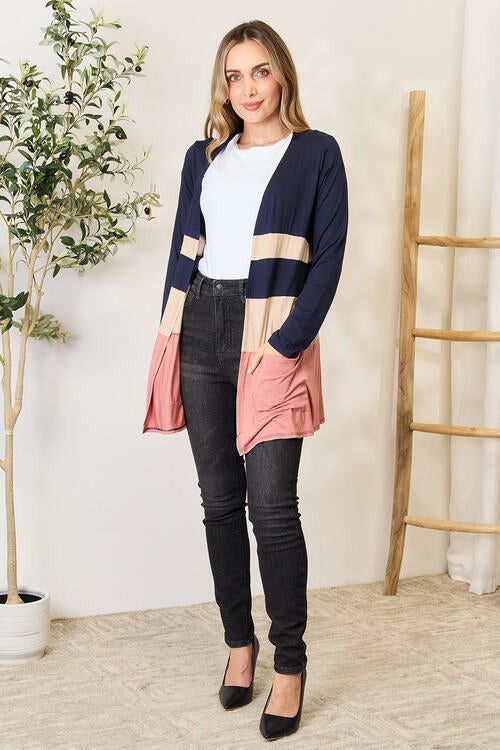 Amelia Open Color Block Cardigan