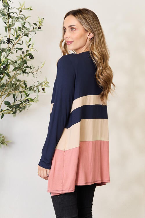 Amelia Open Color Block Cardigan