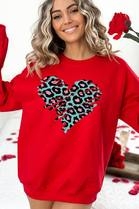 Valentine's Teal Pink Leopard Heart Sweatshirt king-general-store-5710.myshopify.com