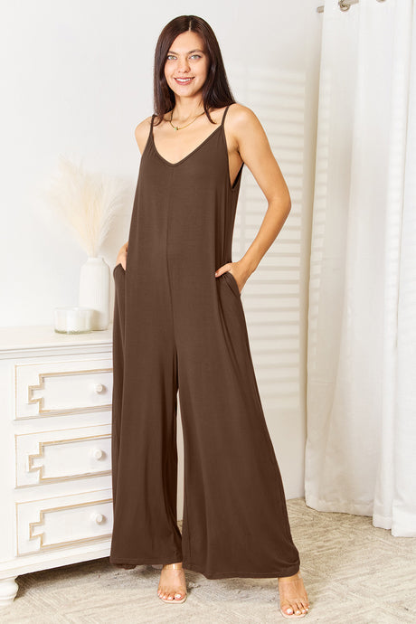 Double Take Full Size Soft Rayon Spaghetti Strap Tied Wide Leg Jumpsuit king-general-store-5710.myshopify.com