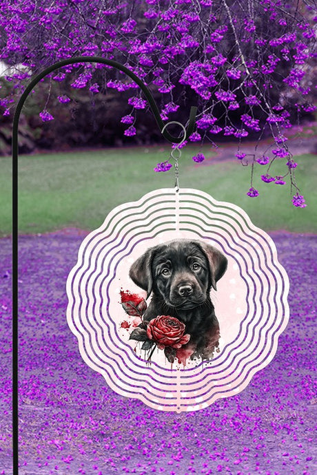 Valentine's Day Black Pup Garden Wind Spinner king-general-store-5710.myshopify.com