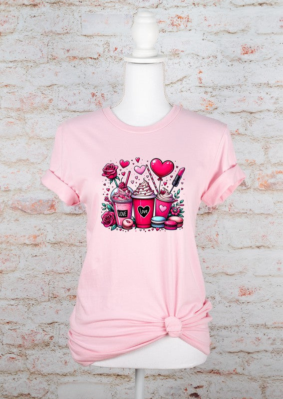 Love Valentine Drinks Graphic Tee king-general-store-5710.myshopify.com