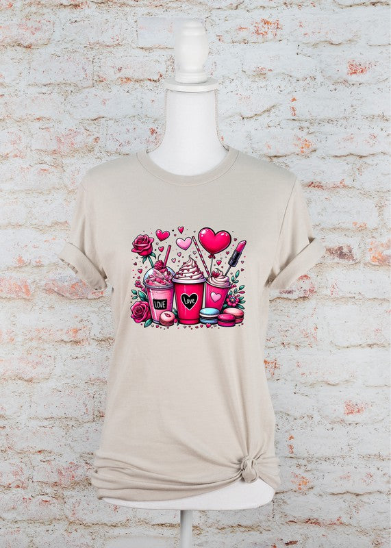 Love Valentine Drinks Graphic Tee king-general-store-5710.myshopify.com