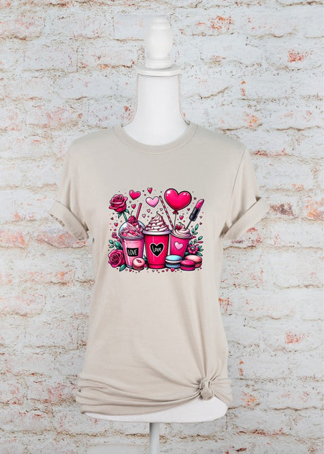 Love Valentine Drinks Graphic Tee king-general-store-5710.myshopify.com