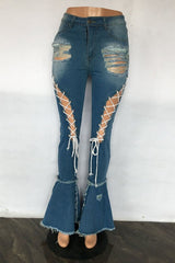 Front Lace Up Denim Skinny Jeans king-general-store-5710.myshopify.com