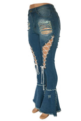 Front Lace Up Denim Jeans king-general-store-5710.myshopify.com