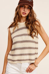 Chunky Stripe Sleeveless Sweater Top king-general-store-5710.myshopify.com