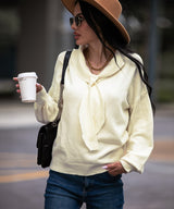 Long Sleeve Tie Neck Knit Top