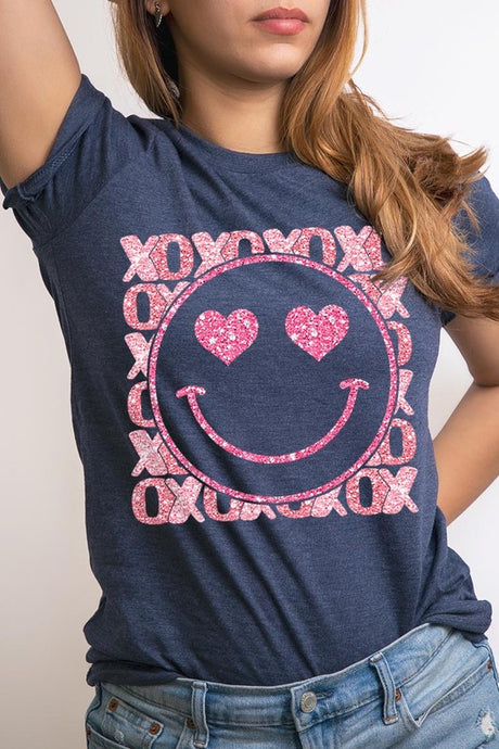 Valentines Day Pink Smiley Face T-Shirt king-general-store-5710.myshopify.com