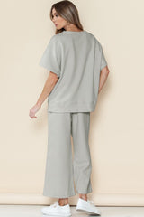 Textured T Shirt and Drawstring Pants Set