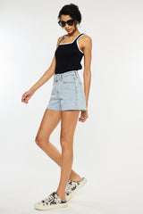 High Rise Crossover WB Light Washed Shorts