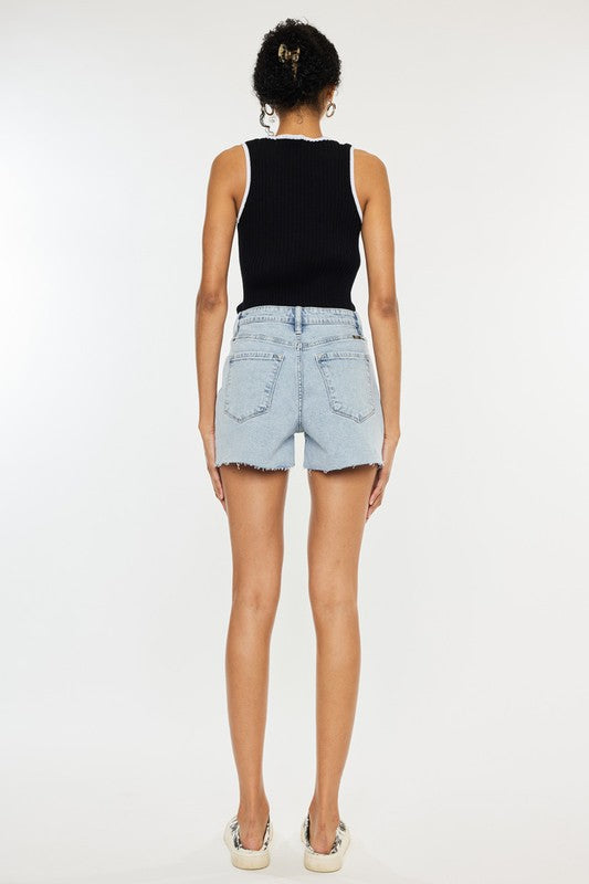 High Rise Crossover WB Light Washed Shorts