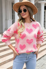 Fuzzy Heart Pink Knit Valentine Sweater king-general-store-5710.myshopify.com