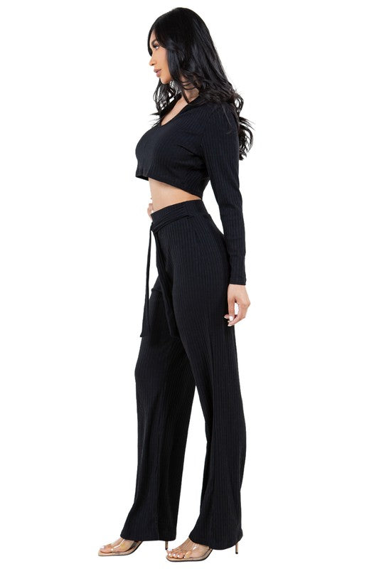 Scoop Neck Crop Top Pant Set king-general-store-5710.myshopify.com