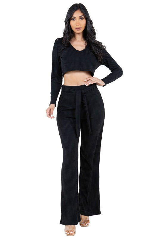 Scoop Neck Crop Top Pant Set king-general-store-5710.myshopify.com