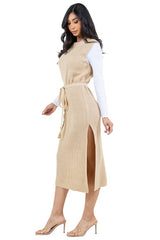 Solid Sleeveless Belt Look Sweater Dress king-general-store-5710.myshopify.com