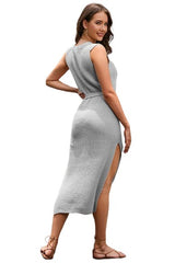 Solid Sleeveless Belt Look Sweater Dress king-general-store-5710.myshopify.com