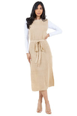 Solid Sleeveless Belt Look Sweater Dress king-general-store-5710.myshopify.com