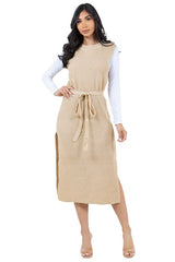 Solid Sleeveless Belt Look Sweater Dress king-general-store-5710.myshopify.com