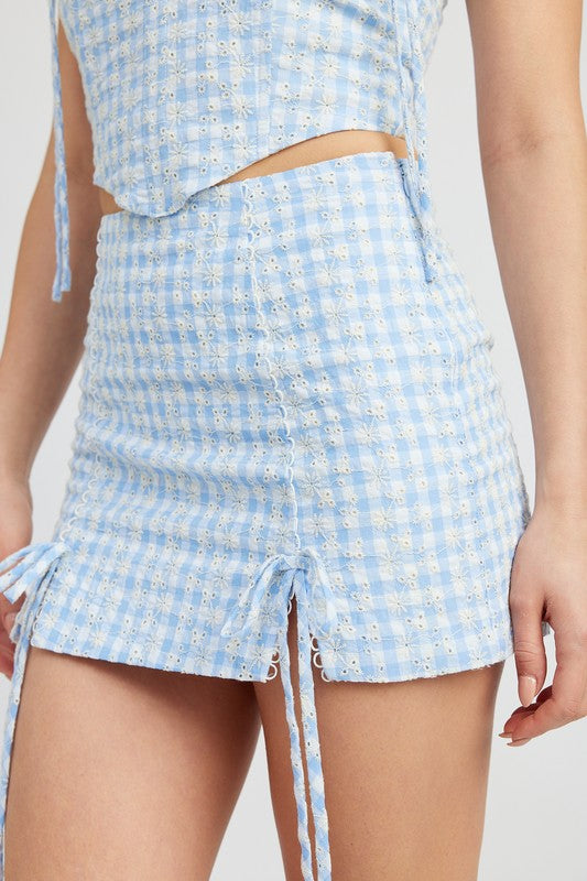 GINGHAM MINI SKIRT WITH DRAWSTRINGS king-general-store-5710.myshopify.com